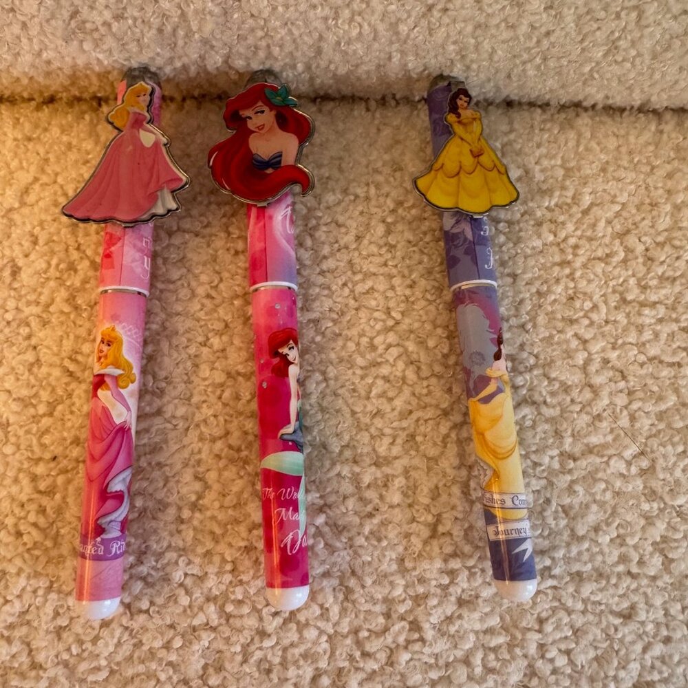 Aurora, Ariel, & Belle Princess 3 Piece Pen Set